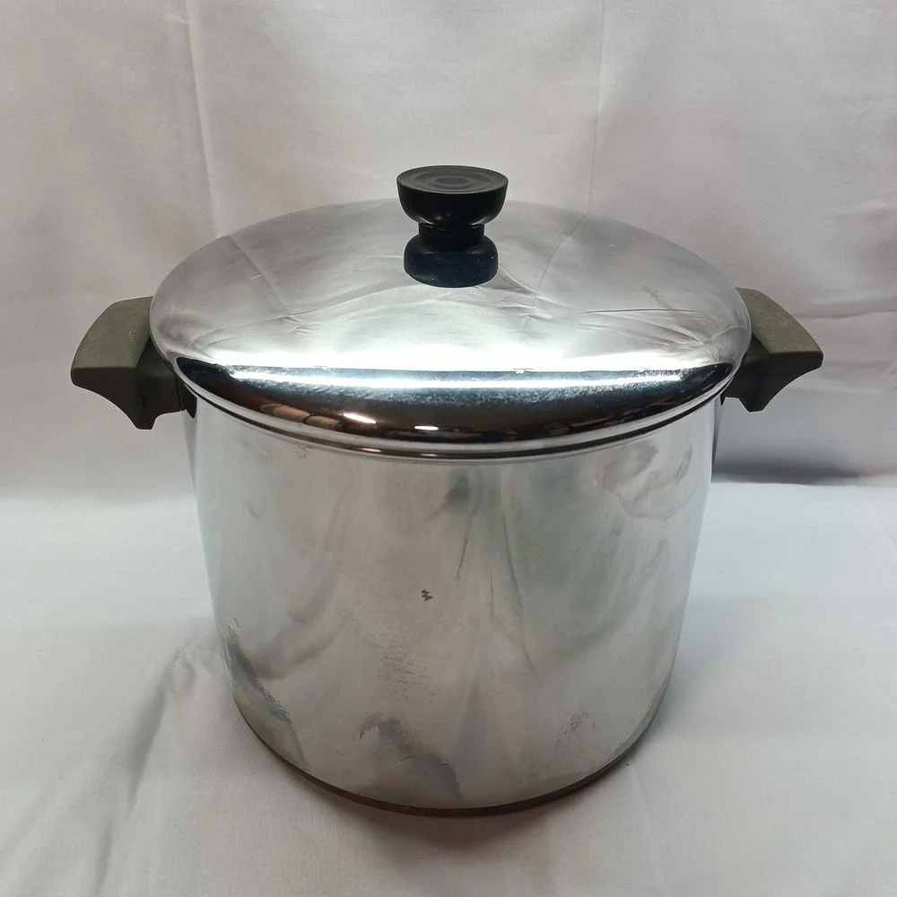 Revere Ware 1801 Copper Bottom 8 Qt 83 Stock Pot with Lid Clinton ILL USA‎ Vtg